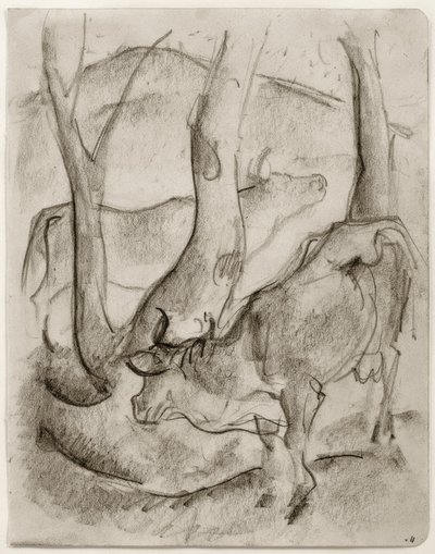 Två kor under träd av Franz Marc