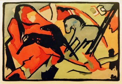 Två hästar av Franz Marc