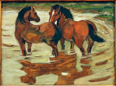 Två hästar i vattnet av Franz Marc