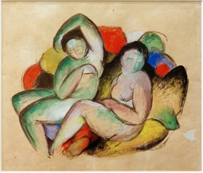 Två kvinnliga nakenbilder av Franz Marc