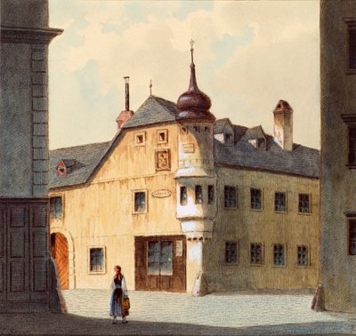 Det gamla huset i den nya byggnaden i Wien av Franz Sager