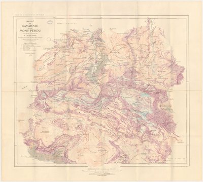 Karta över Gavarnie-massivet och Mont Perdu publicerad 1914 av Franz Schrader