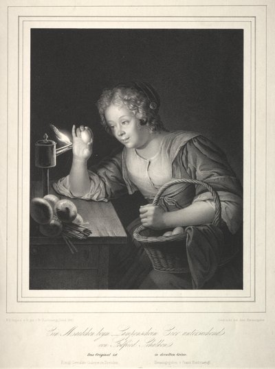 Flicka som lyser ägg, 1840. av Franz Seraph Hanfstaengl