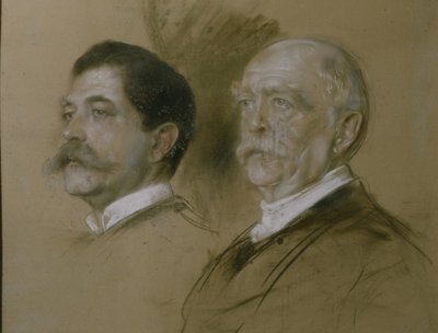 Otto von Bismarck och hans son Herbert, statssekreterare i utrikesdepartementet 1860-90, 1892 (kol på papper) av Franz Seraph von Lenbach