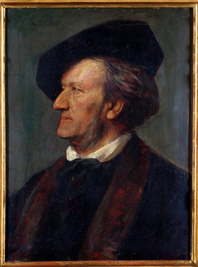 ""Porträtt av kompositören Richard Wagner"" (Porträtt av kompositören Richard Wagner (1813-1883)) Målning av Franz von Lenbach (1836-1904) - 1871 - Olja på trä - Richard Wagner Museum, Bayreuth av Franz Seraph von Lenbach