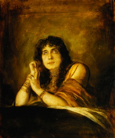 Porträtt av Sarah Bernhardt, som Lady Macbeth, 1892 av Franz Seraph von Lenbach