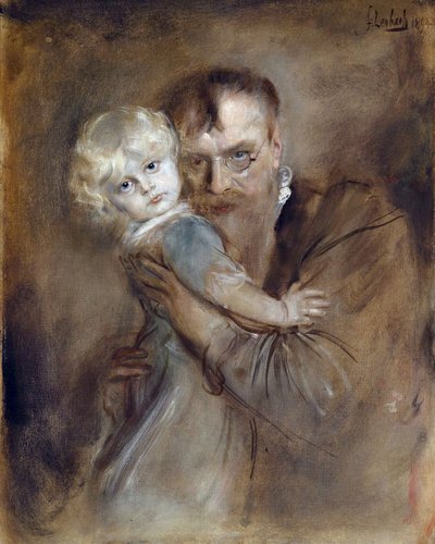 Självporträtt med dottern Marion - Lenbach, Franz, von (1836-1904) - 1894 - Olja på duk - 81,5x65,5 - Privat samling av Franz Seraph von Lenbach