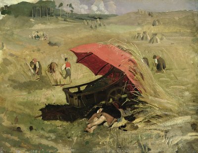 The Red Sunshade, ca 1860 (olja på papper ombord) av Franz Seraph von Lenbach