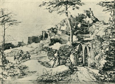 Kvinnor vid en vattenfontän i Olevano, nära Rom, Italien, 1822, 1943. av Franz Theobald Horny