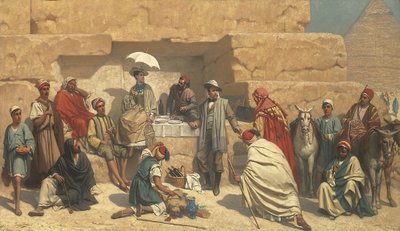 Lunch vid foten av pyramiderna, Gizeh av Franz Vinck