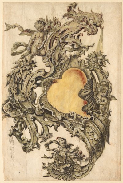 Kartusch med Putti, andra halvan 1700-talet. av Franz Xaver Habermann