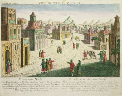 Gamla och nya Delhi (akvatint) av Franz Xaver Habermann
