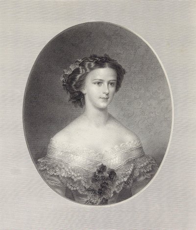 Porträtt av kejsarinnan Elisabeth av Österrike, ca 1855. av Franz Xaver Stöber