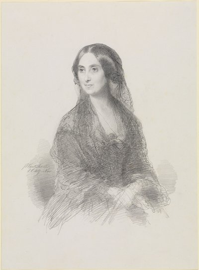 Porträtt av en dam i spansk dräkt, sittande, halvfigur av Franz Xaver Winterhalter