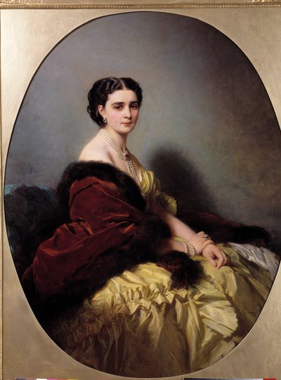 Porträtt av Madame Narychkin (eller Narychkin eller Narychkina) Målning och omslag Winterhalter (1806-1873) av Franz Xaver Winterhalter