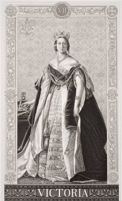 Drottning Victoria (1819-1901) från "Illustrationer av engelsk och skotsk historia" volym II av Franz Xaver Winterhalter