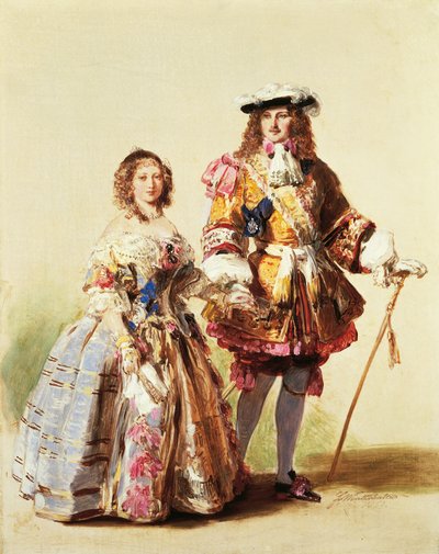 Drottning Victoria och prins Albert bär kläder från restaurationen för deras bal 1851, målning av Franz Xaver Winterhalter (1805-1873) av Franz Xaver Winterhalter