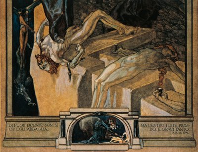 Österrike, Wien, Illustration av Dante Alighieris gudomliga komedi (Helvetet, sång XXII) av Franz von Bayros, detalj av Franz von Bayros (1866 1924)