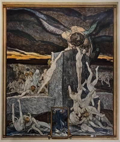 The Simoniacs, Helvetet, canto XIX av Franz von Bayros (1866 1924)