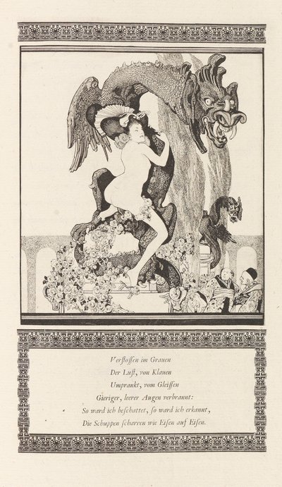 Illustration till Den vackra flickan av Pao av ​​Otto Julius Bierbaum, 1909-1910. av Franz von Bayros