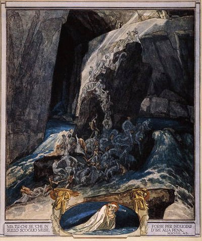 Illustration från Dantes gudomliga komedi, Inferno, Canto XXIII, 1921 (wc på papper) av Franz von Bayros