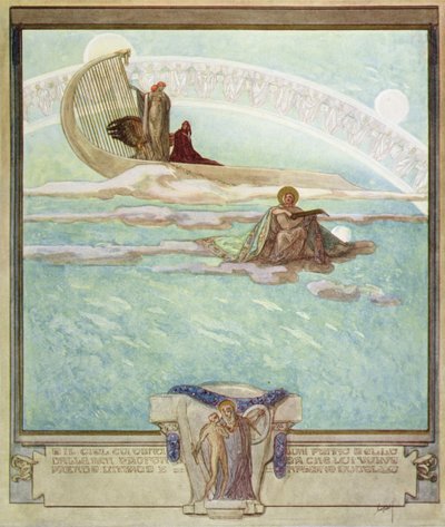 Illustration från Dantes gudomliga komedi, Paradiso, Canto II, 1921 (wc på papper) av Franz von Bayros