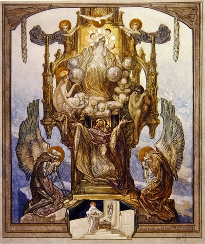 Illustration från Dantes gudomliga komedi, Paradiso, Canto VIII, 1921 (wc på papper) av Franz von Bayros