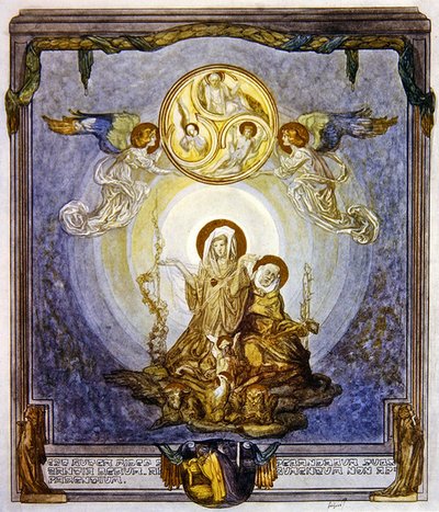 Illustration från Dantes gudomliga komedi, Paradiso, Canto XXIV, 1921 (wc på papper) av Franz von Bayros