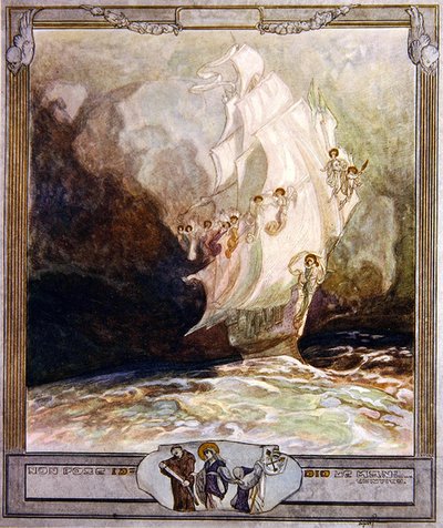 Illustration från Dantes Divine Comedy, Paradise, Canto XXVII, 1921 (wc på papper) av Franz von Bayros