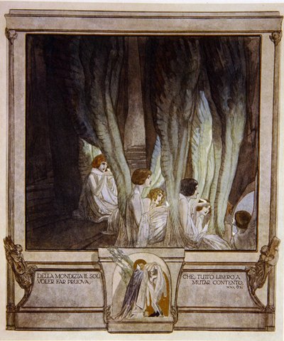 Illustration från Dantes Gudomliga komedi, Skärselden, Canto XXI: 62, 1921 (wc på papper) av Franz von Bayros