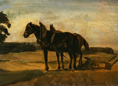 Hästar framför plogen av Franz von Lenbach