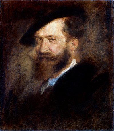 Porträtt av konstnären Wilhelm Busch, 1832-1908, 1877-1880. av Franz von Lenbach