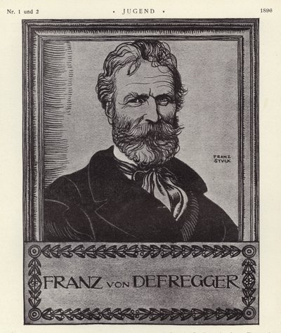 Franz von Defregger, österrikisk konstnär (litho) av Franz von Stuck