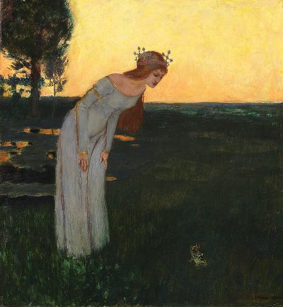 Once upon a time - Once upon a time, av Stuck, Franz, Ritter von (1863-1928). olja på trä av Franz von Stuck