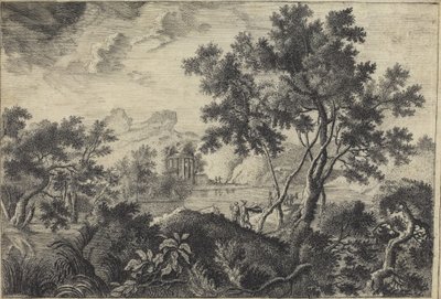 Klassiskt landskap med en Tempietto av Frédéric de Moucheron