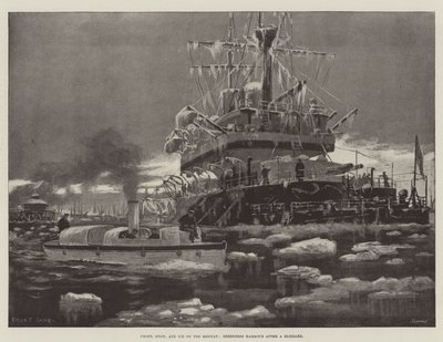 Frost, snö och is på Medway, Sheerness Harbor efter en snöstorm av Fred T. Jane