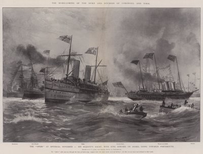 Hertigen och hertiginnan av Cornwall och Yorks hemkomst av Fred T. Jane