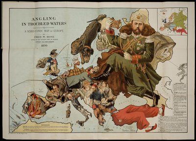 Mete i oroliga vatten. En seriekomisk karta över Europa av Fred W. Rose