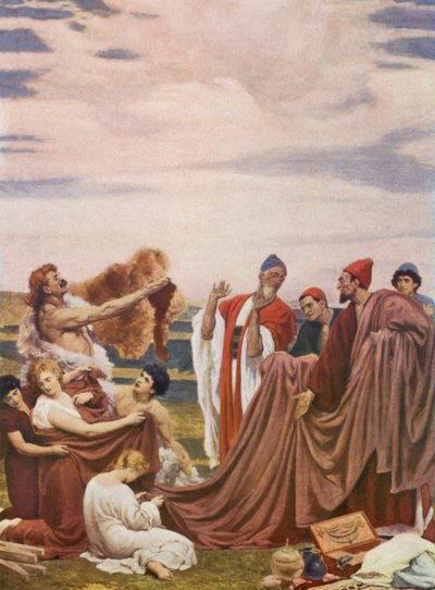 Feniciska handelsmän på Storbritanniens kust (färglitografi) av Frederic (after) Leighton