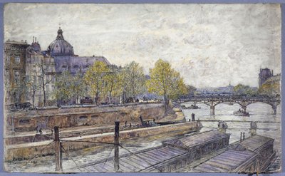 Quai Conti och Pont des Arts av Frederic Anatole Houbron