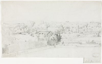 Utsikt över Villa Borghese och dess orangeri från Villa Medici, 1826. av Frederic Bourgeois de Mercey