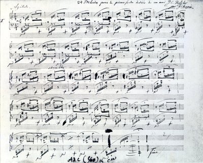 Noter till Prelude 1 för piano av Frederic Chopin (1810 - 1849), polsk kompositör. av Frederic Chopin