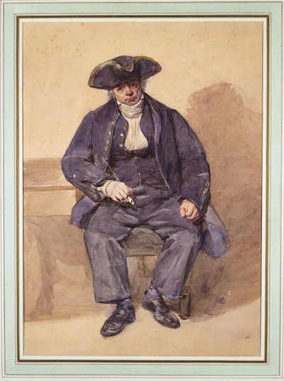 Porträtt av John Adams, alias John Wilkinson, underofficer, 78 år gammal (akvarell) av Frederic Cruikshank