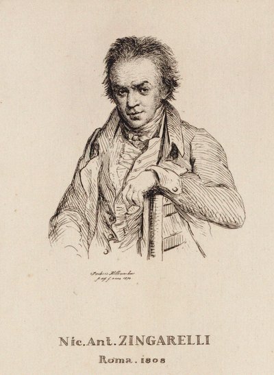 Porträtt av kompositören Nicola Antonio Zingarelli 1752-1837. av Frederic Desire Hillemacher