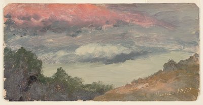 Moln över kyrkans gård, Hudson N.Y. av Frederic Edwin Church