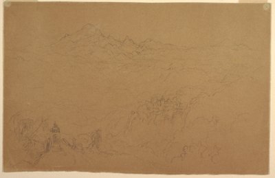 Teckning, landskap i Anderna, juli 1853 av Frederic Edwin Church