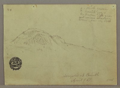 Teckning, Bare Hill, Akropolis vid Korinth, Grekland, april 1869 av Frederic Edwin Church