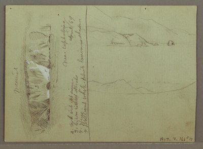 Teckning, Bare Hill, Akropolis vid Korinth, Grekland, april 1869 av Frederic Edwin Church