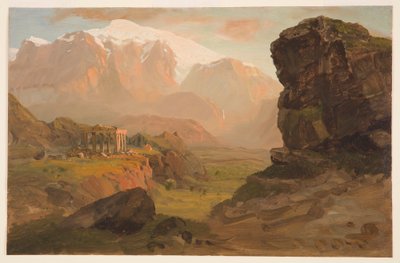 Teckning, Bashan Fantasy, april 1869 av Frederic Edwin Church