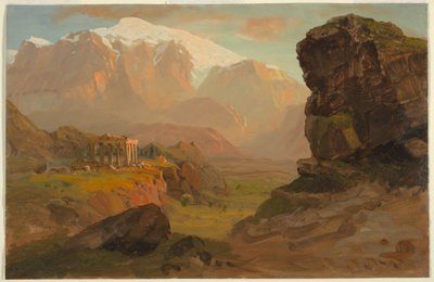 Teckning, Bashan Fantasy, april 1869 av Frederic Edwin Church
